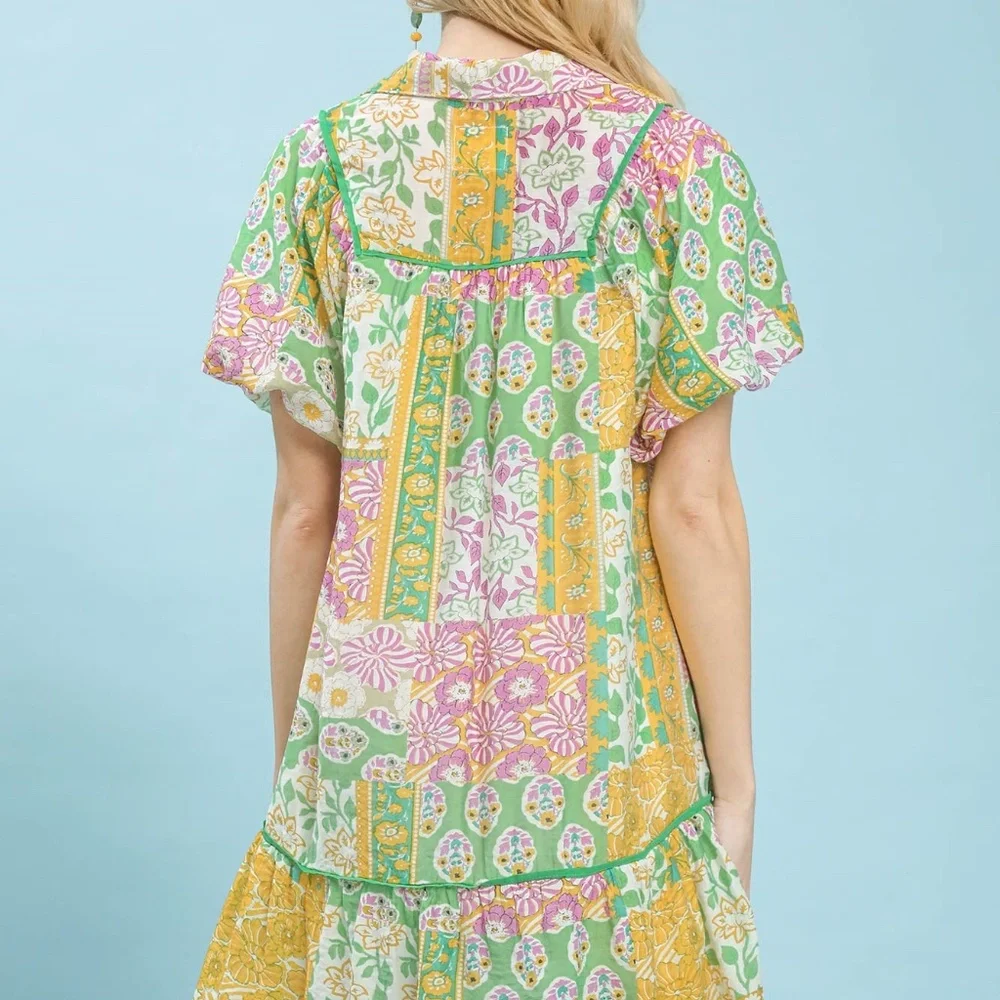 Umgee Patchwork Print Dress - Picture 5 of 6